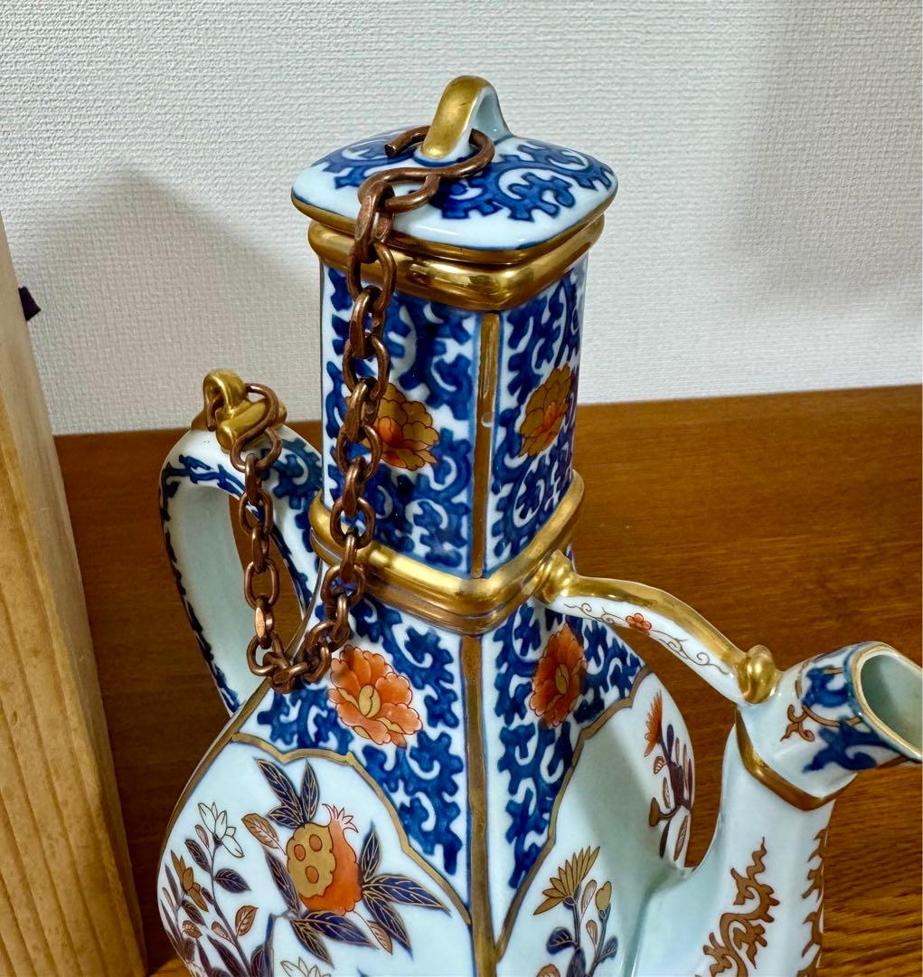 林九郎　染錦古伊万里　柘榴面取水注　共箱