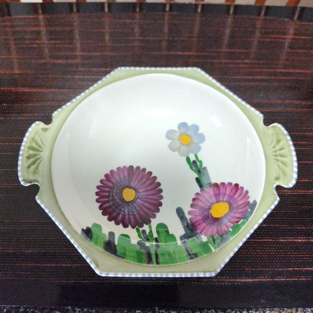 超レアー三角スタンプ！スージークーパー「赤い花柄」八角プレート（ボウル）