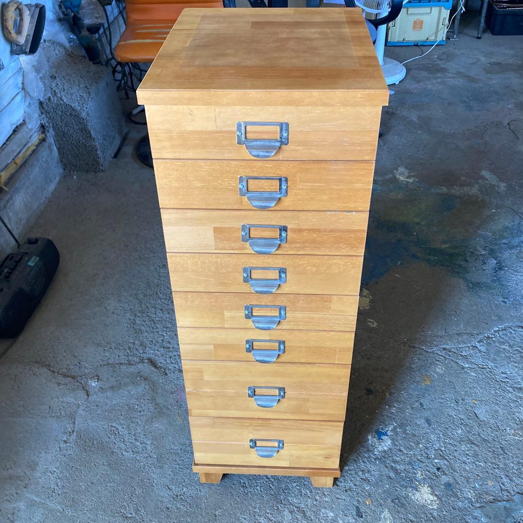 A4サイズ プレート多段チェスト8段 木製 無垢 書類チェスト B