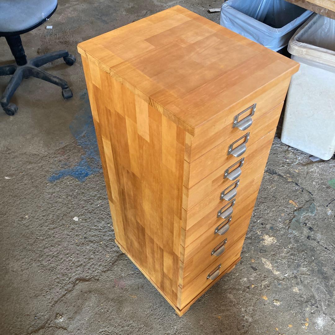 A4サイズ プレート多段チェスト8段 木製 無垢 書類チェスト B