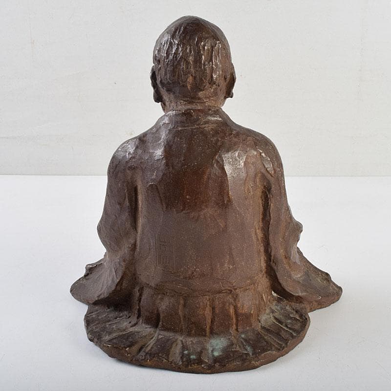 高岡銅器　須賀木仙子作　鋳銅　 宗旦居士像　約3㎏　共箱　V　R9533B