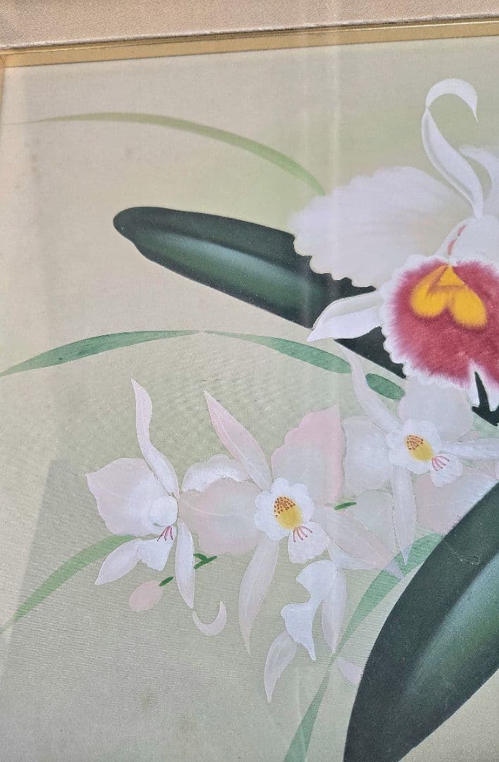 日本絵画　田上栖苑 洋蘭　カトレア 絵画