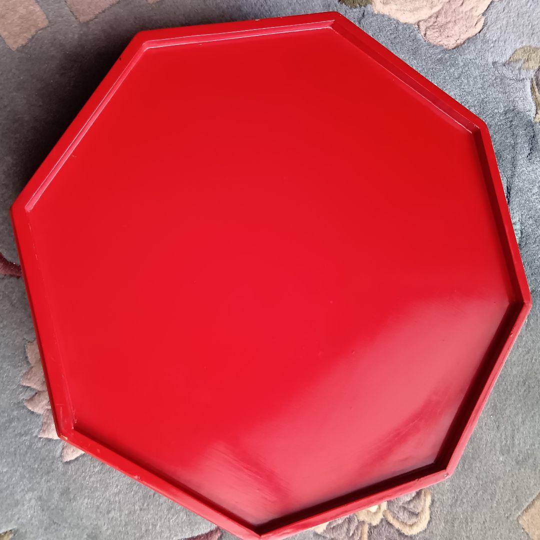 螺鈿細工☆ クジョルパン☆韓国漆器 ☆八角螺鈿四節板赤黒 ☆花模様