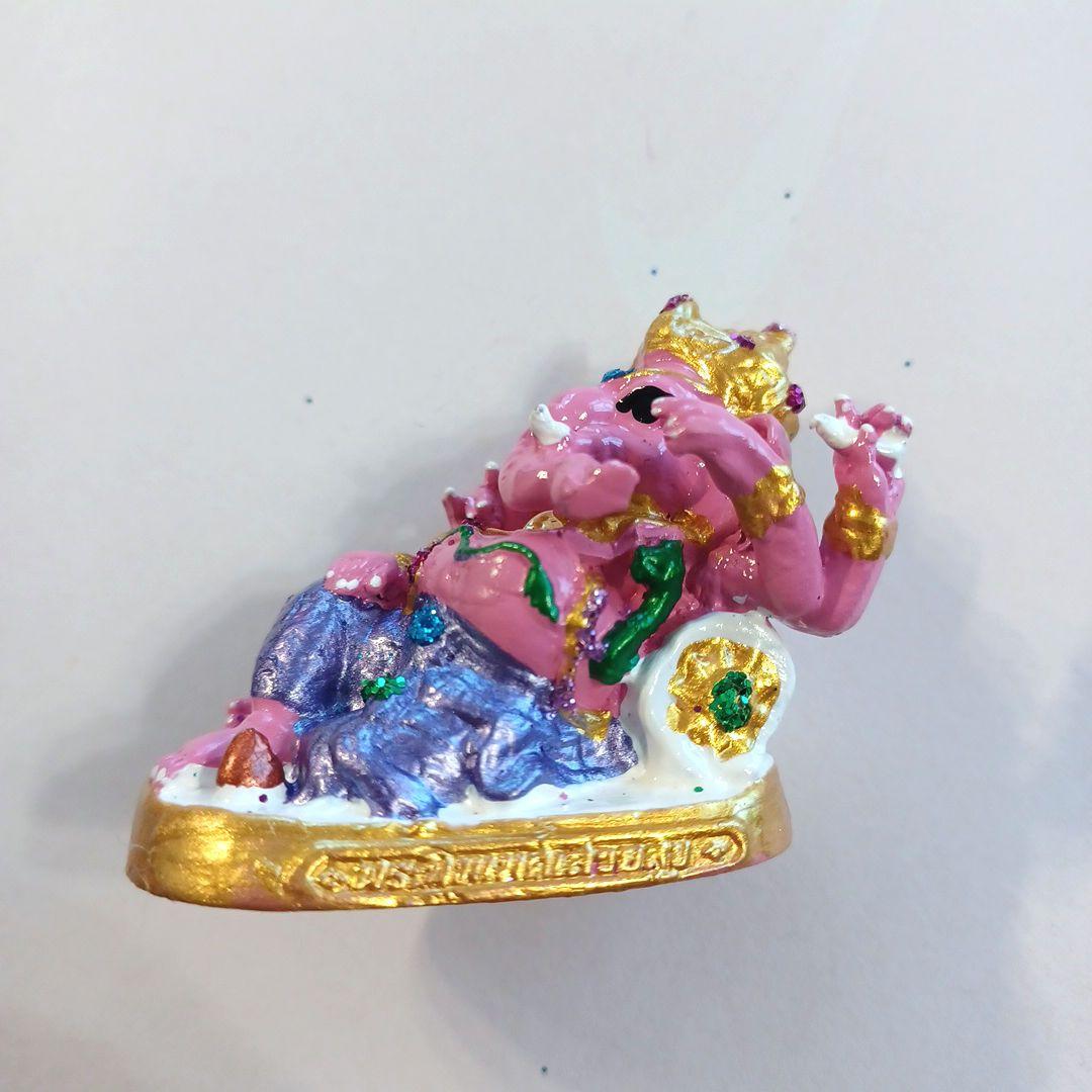 ピンクのガネーシャ像 ミニチュア置物（パープル）