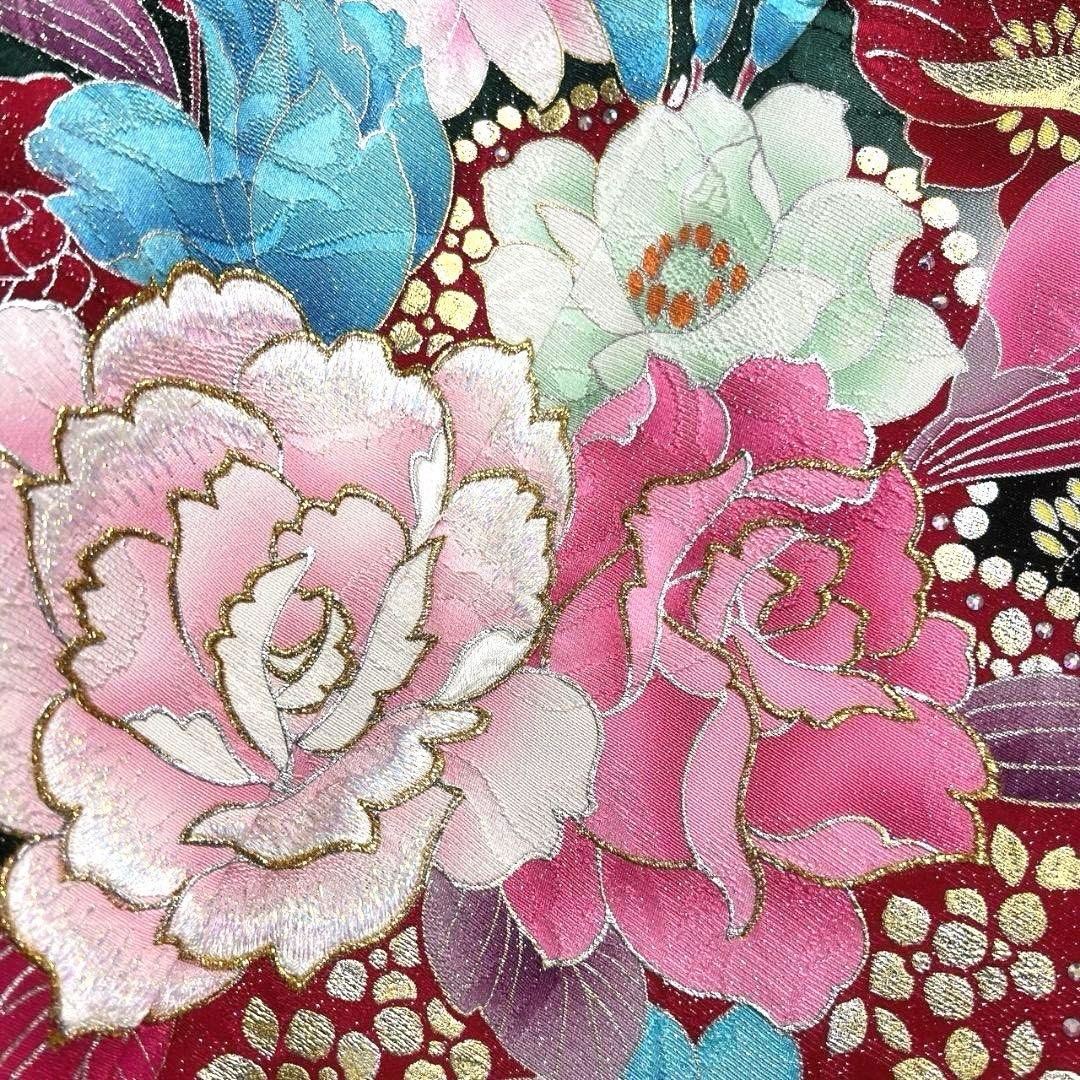 振袖　刺繍　金彩　銀通し　ラインストーン　花模様　晴れの日 着物 045a p