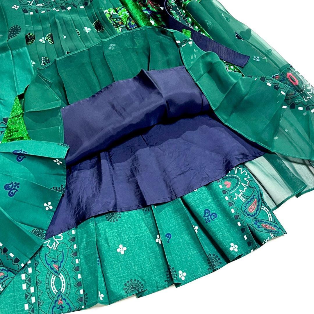 h20 sacai 定11万 アシンメトリープリーツスカート ベロアペイズリー柄