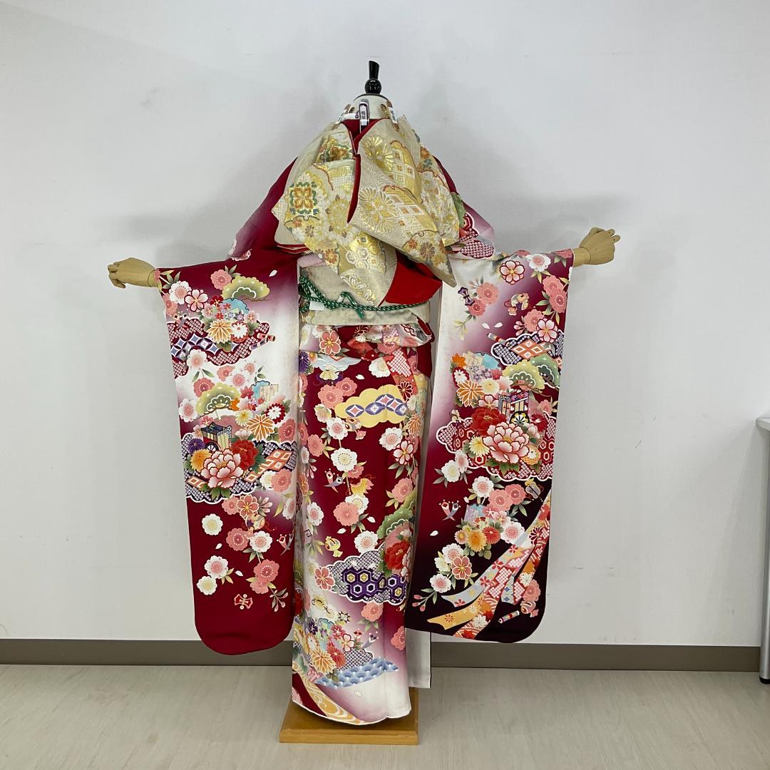 ぴょんぴょん　お振袖フルセット　7点セット　LLサイズ　正絹　美品