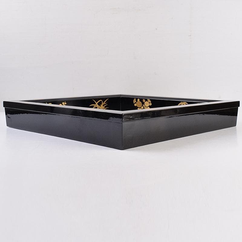 茶道具　塗師　宗勝作　真塗　菊桐四君子蒔絵　炉縁　共箱　V　8398A