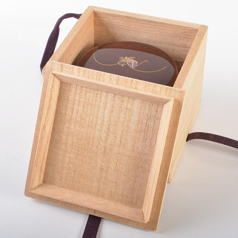 茶道具　加賀蒔絵師　竹内幸斎作　螺鈿装飾　鈴虫蒔絵　平棗　共箱　V　R6957