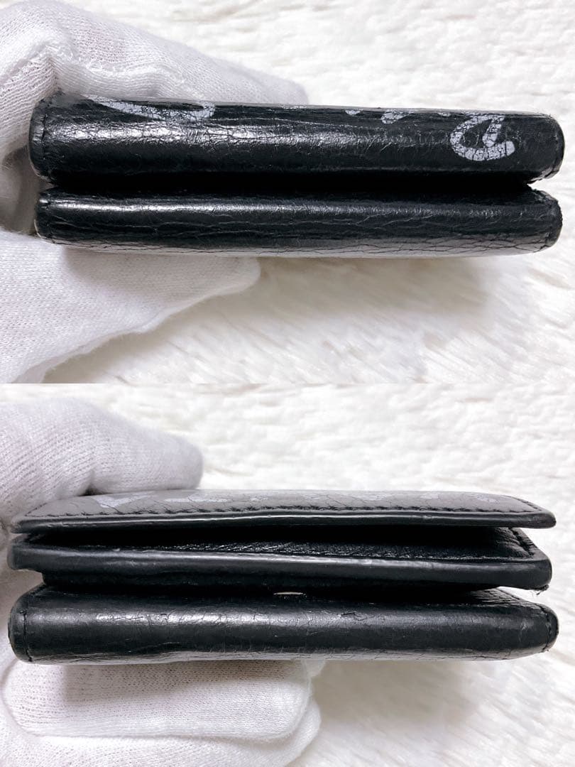 ⭐︎美品⭐︎バレンシアガ 三つ折り財布 ペーパー ミニウォレット グラフィティ 黒