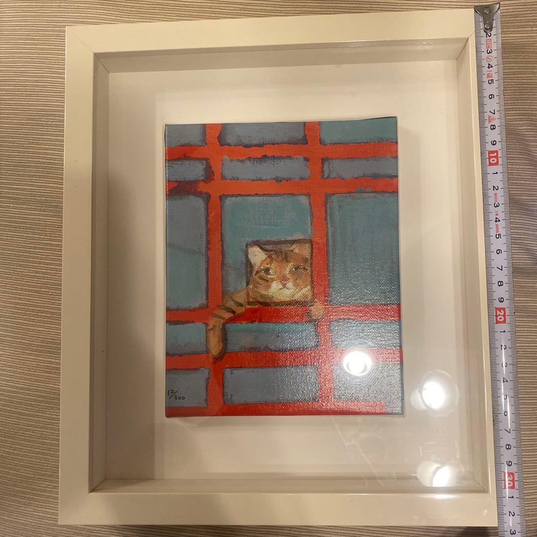 猫　絵画　久下貴史　格子に囲まれたシゲオならぬバロン