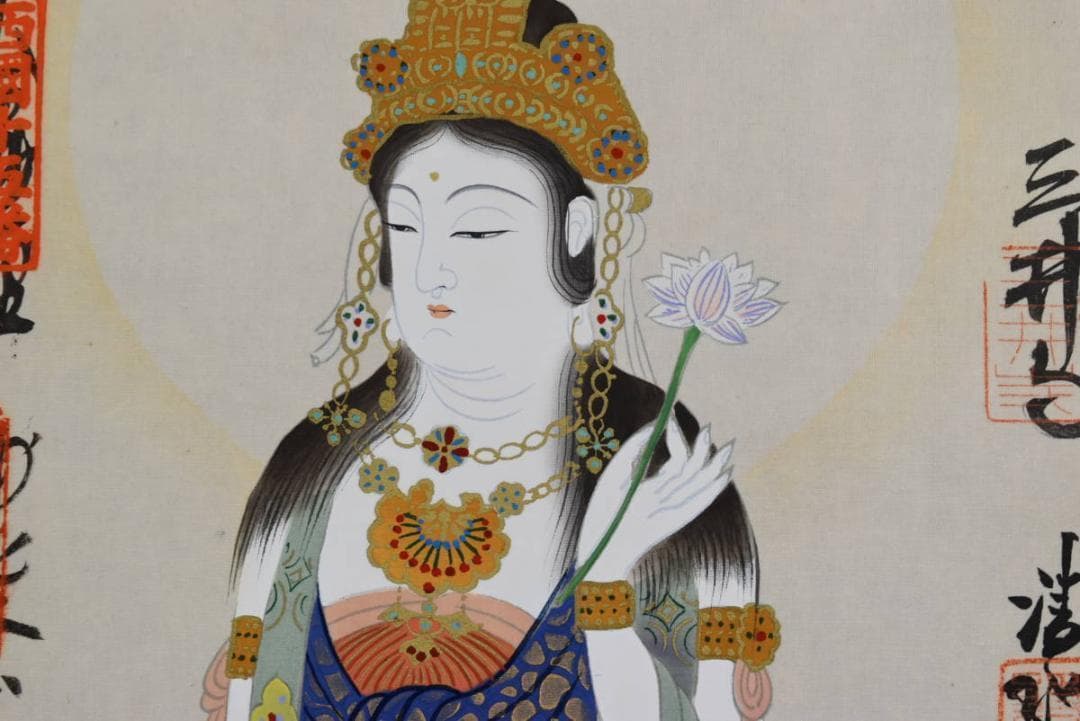 【真作】西国 三十三ヶ所霊場集印肉筆掛軸/掛軸/名家伝来/AA-716