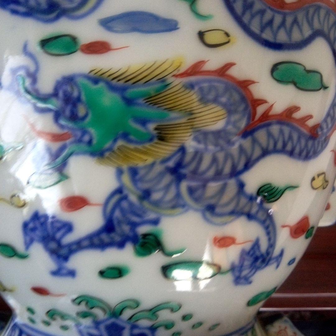 中国古玩　大明萬暦年製　五彩尊式花瓶