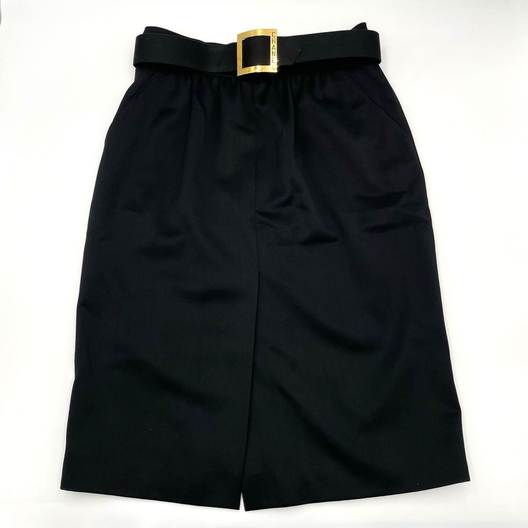 人気モデル✨CHANEL ベルト付きスカート　ブラック