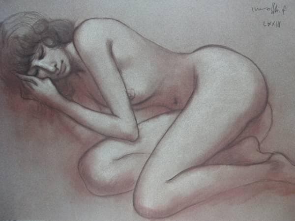 古沢岩美、デッサン 40、希少大判画集画、新品額装付、状態良好