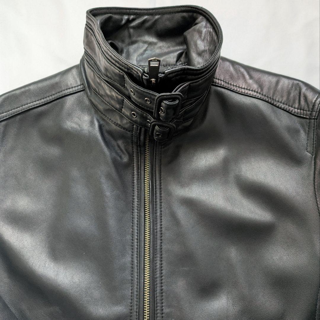 【美品】バーバリーブラックレーベル シングル ライダース ノバチェック 羊革 M