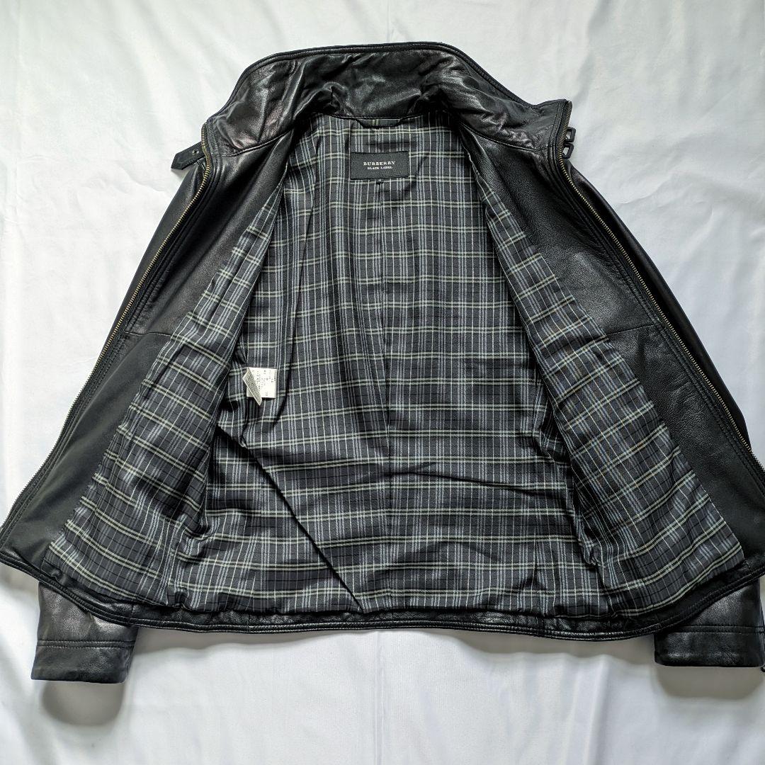 【美品】バーバリーブラックレーベル シングル ライダース ノバチェック 羊革 M