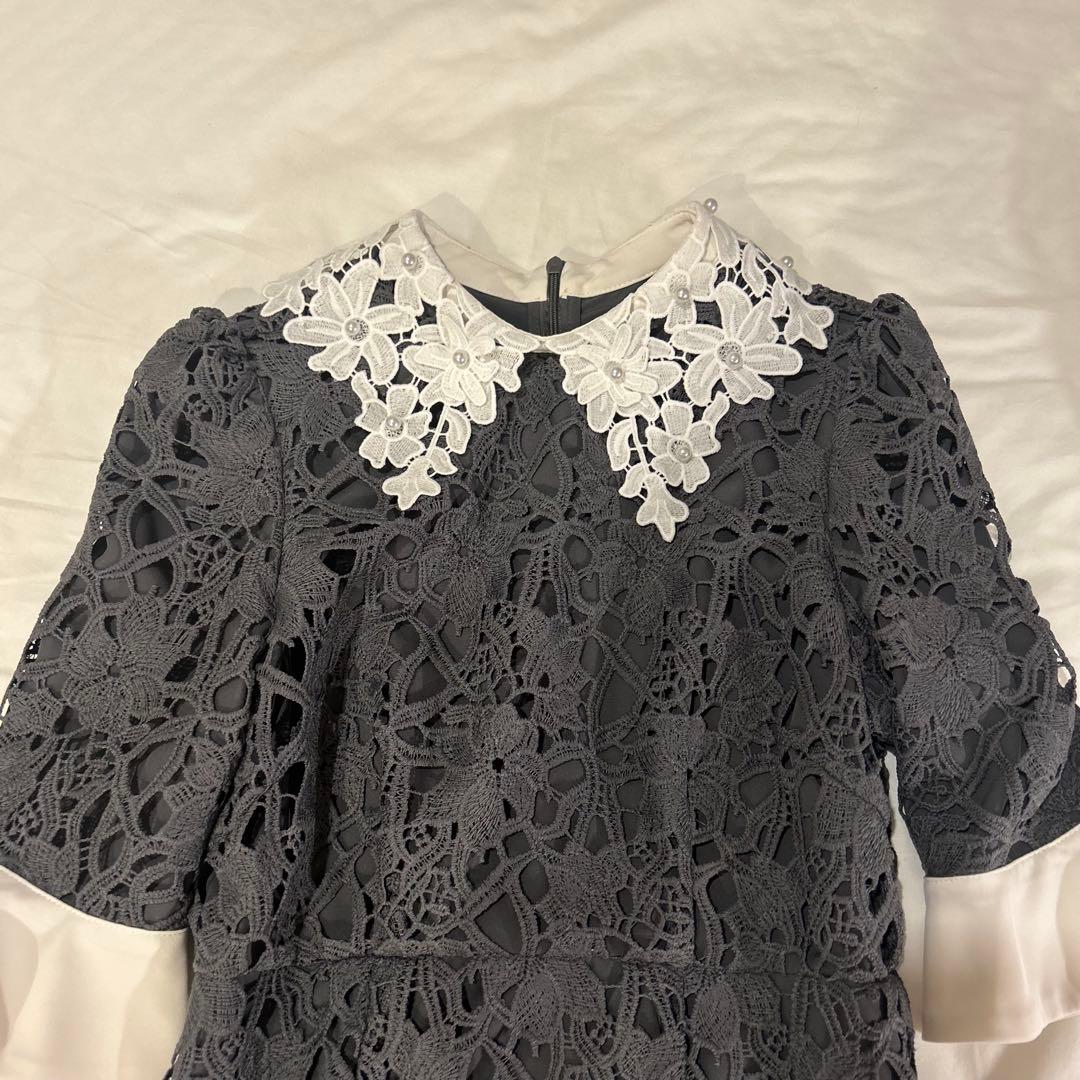 【Sサイズ】Leja 花柄レースカラースパンコールAラインワンピース