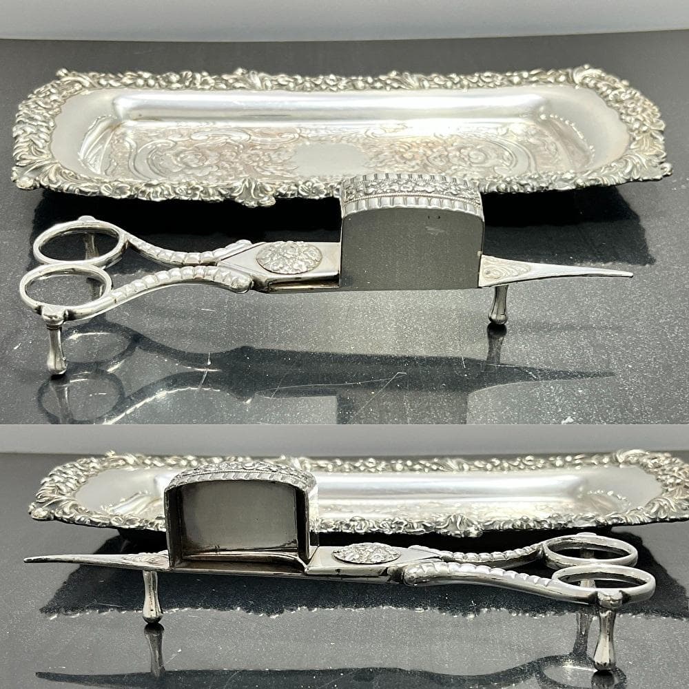 【英国】キャンドルトリマー/トレー　スナファー/燭台用芯トリマー