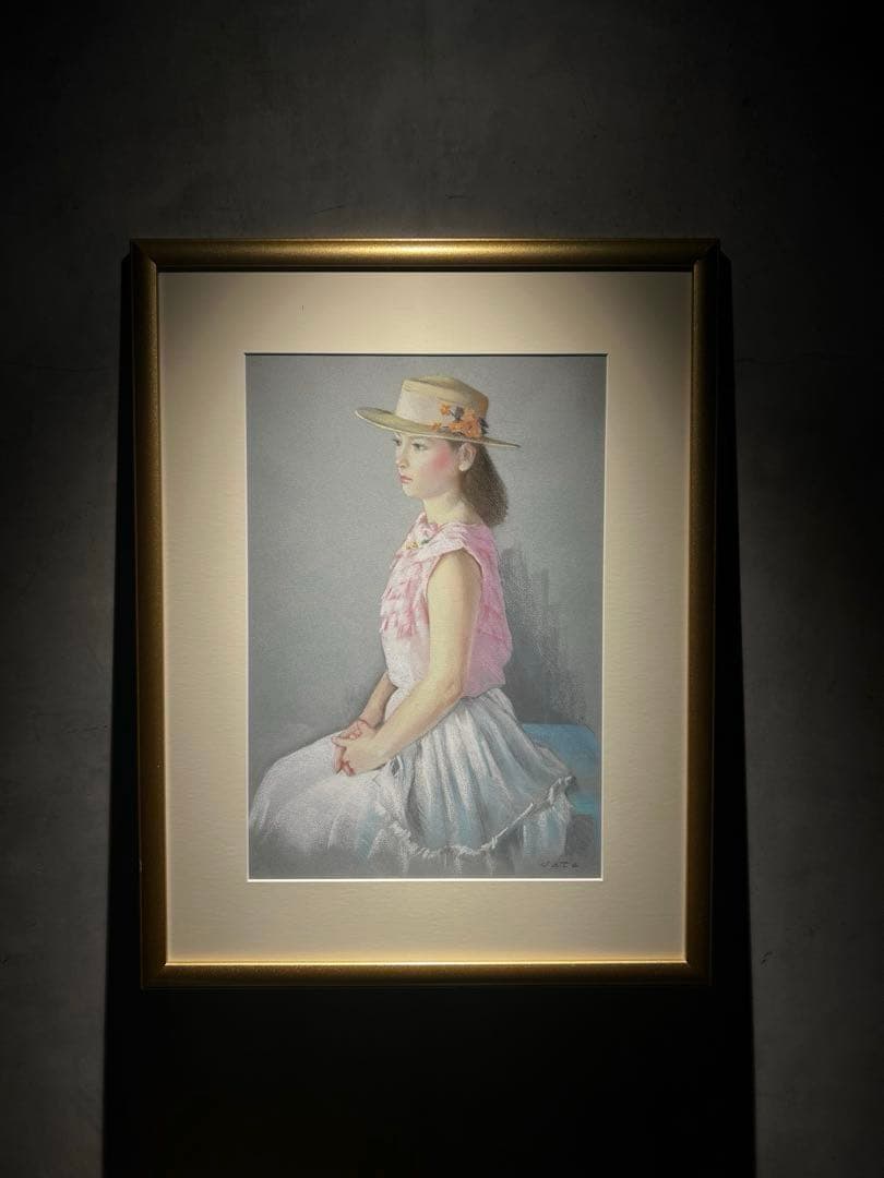 佐田昌治　【少女】肉筆画　パステル画