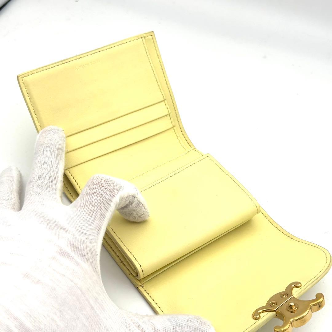 ☆保存袋付☆極美品☆セリーヌ 財布 スモールフラップウォレット トリオンフ 黄色