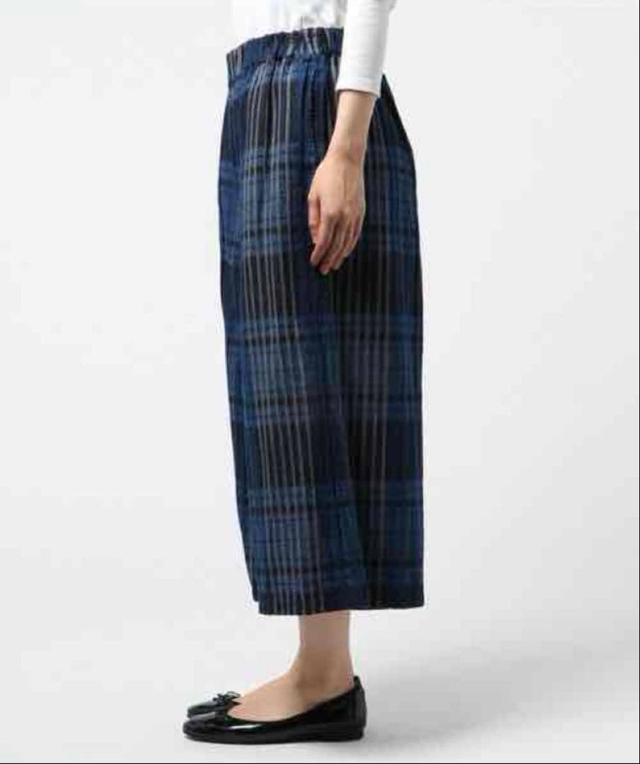 最終値下げ　plantation　waveチェック　ワイドパンツ