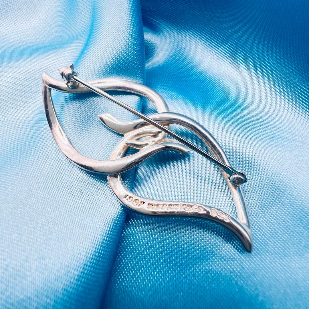 美品　ティファニー　シルバー　ブローチ　ダブル　リーフ