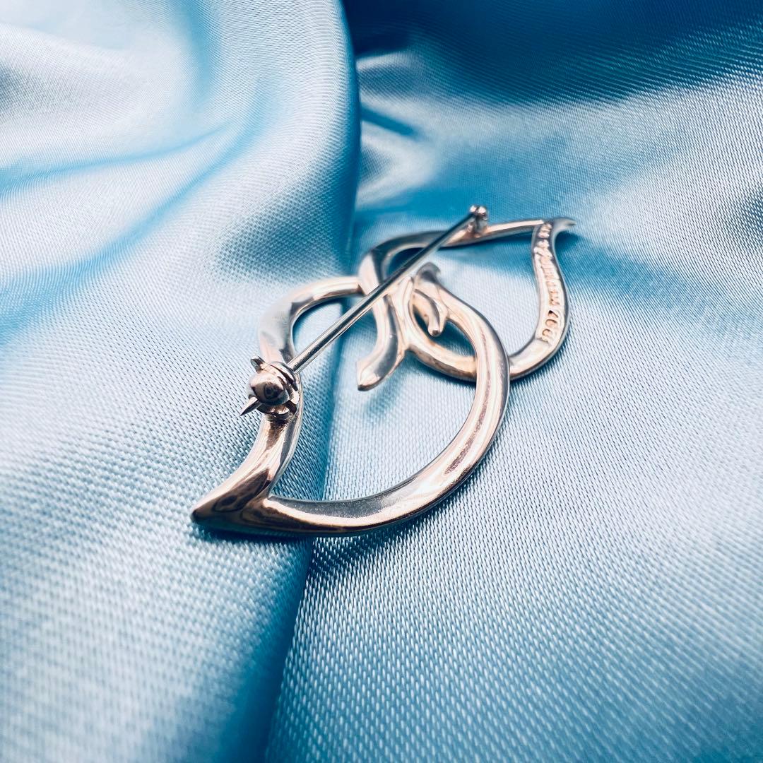 美品　ティファニー　シルバー　ブローチ　ダブル　リーフ