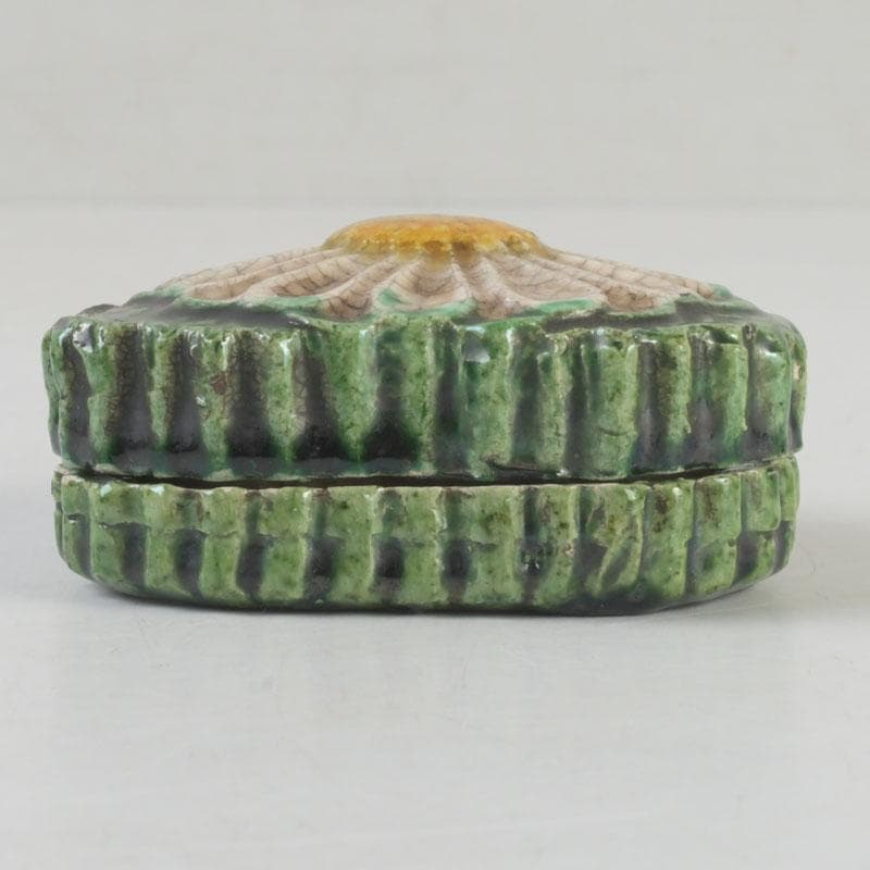 茶道具　交趾焼　六兵衛　菊花　香合　時代箱　V　9682