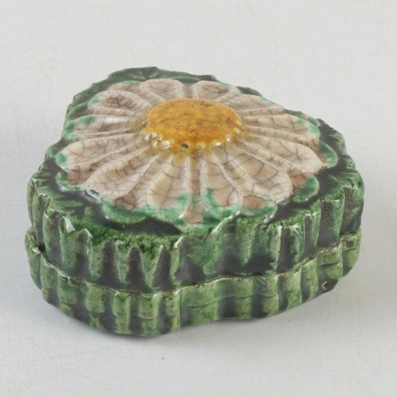 茶道具　交趾焼　六兵衛　菊花　香合　時代箱　V　9682