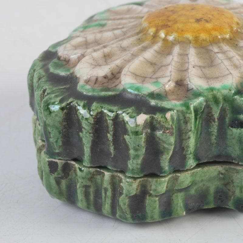 茶道具　交趾焼　六兵衛　菊花　香合　時代箱　V　9682