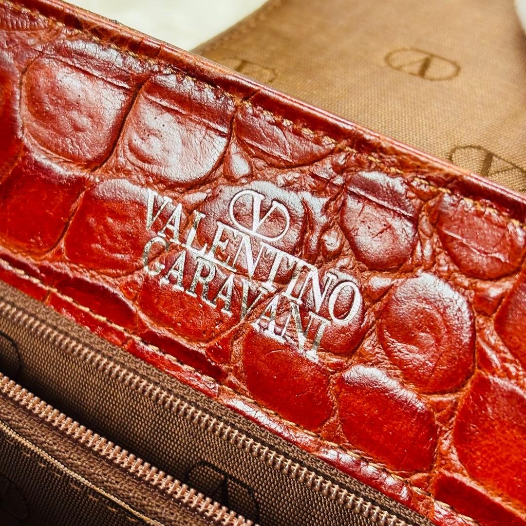 ガラバーニ　クロコダイル　ハンドバッグ　silverプレート　ブラウン　本革