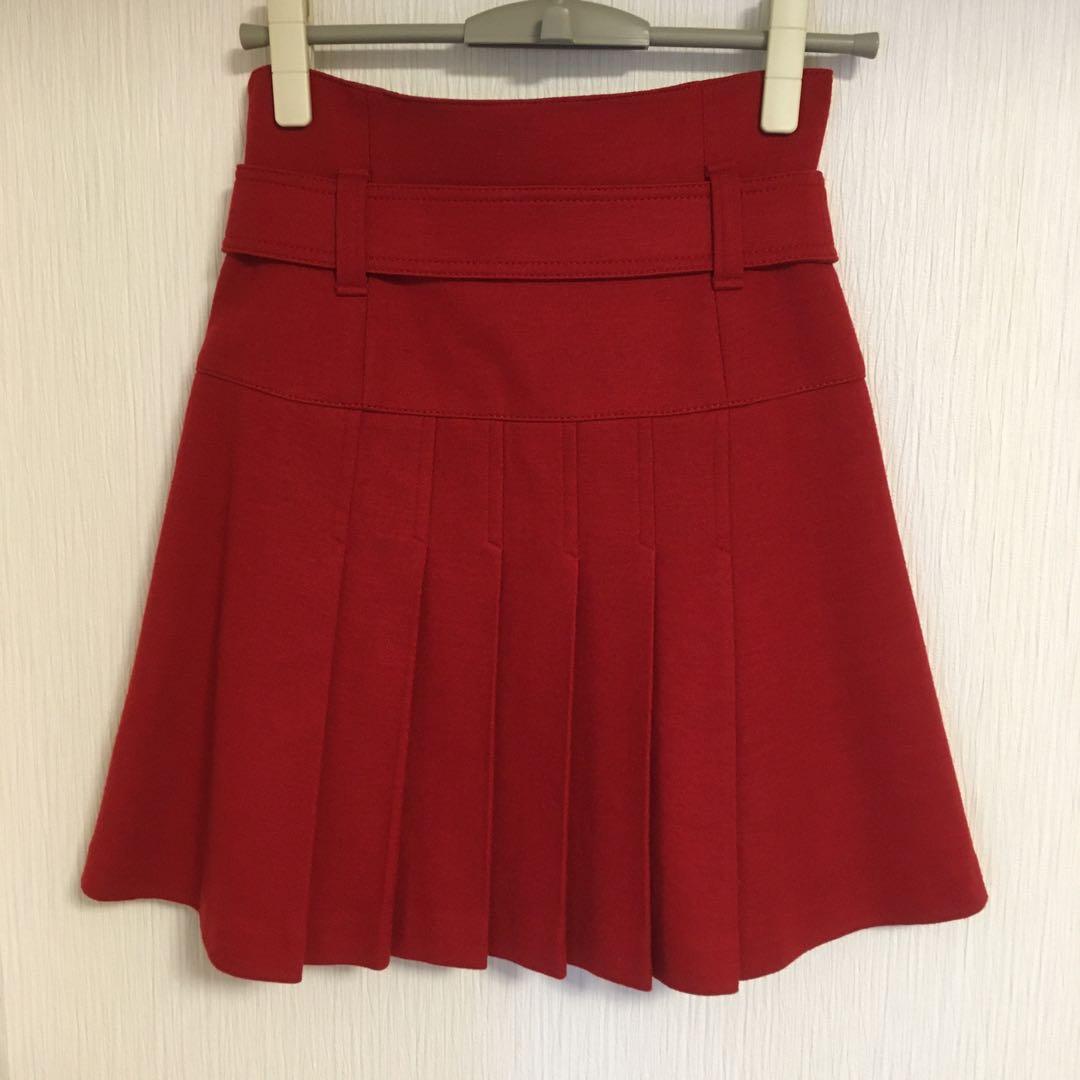 BURBERRY ブルーレーベル 赤 プリーツスカート 38