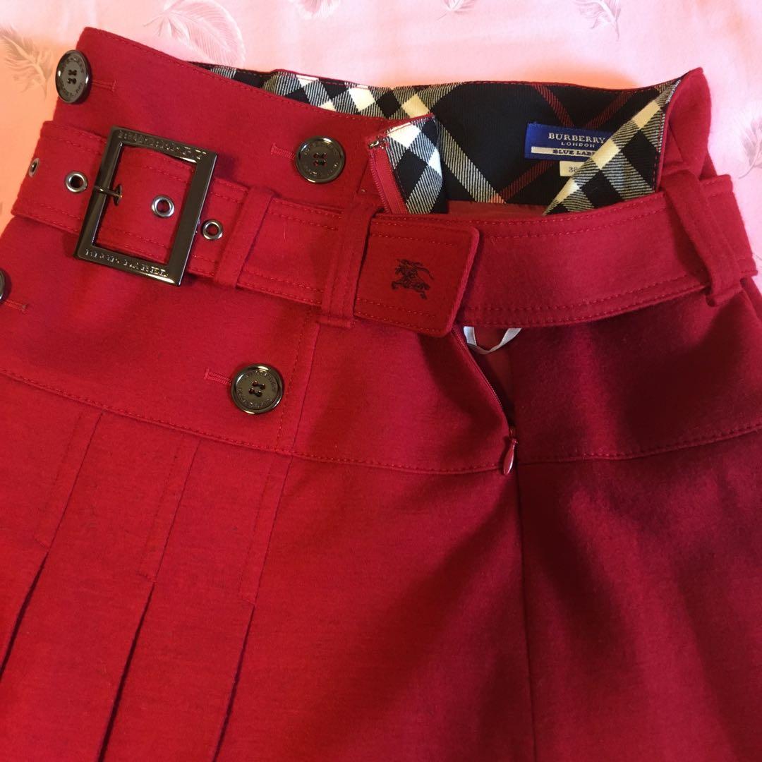 BURBERRY ブルーレーベル 赤 プリーツスカート 38