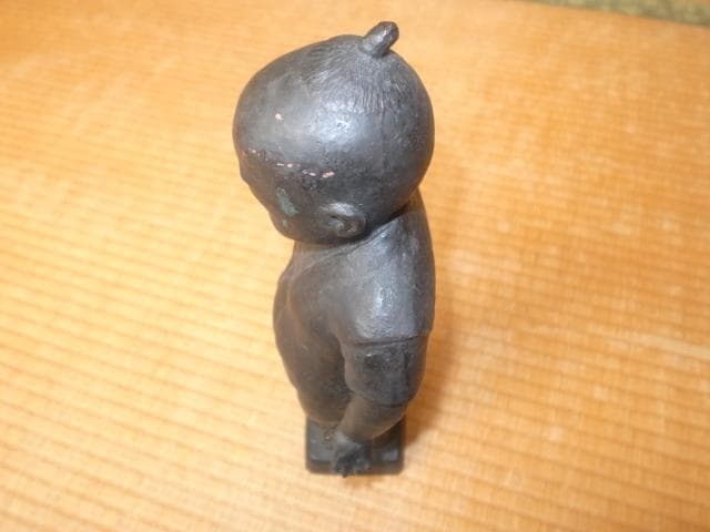 希少 美品 昭和31年作◆彫刻家 宮本隆 彫刻家『童子』ブロンズ \"隆\"落款