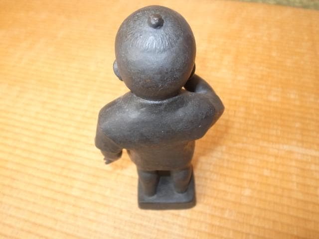 希少 美品 昭和31年作◆彫刻家 宮本隆 彫刻家『童子』ブロンズ \"隆\"落款