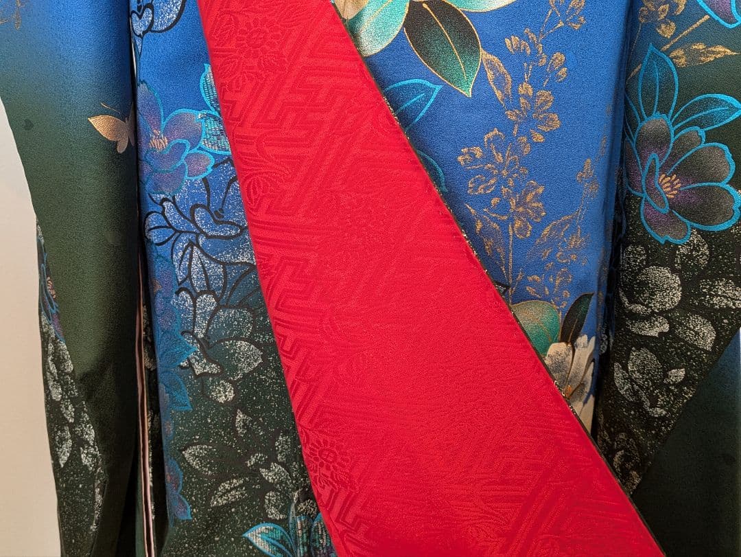 振袖フルセット 身丈168裄68 豪華振袖 金銀彩 青 黒 正絹 逸品 成人式