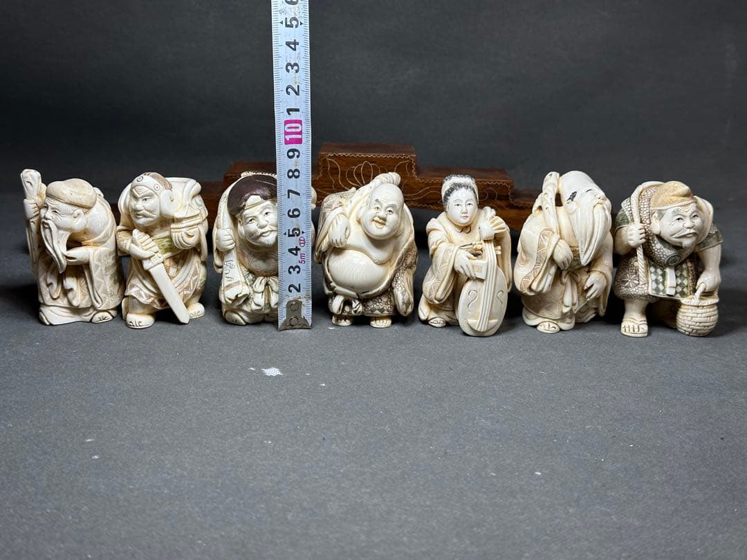 極上　七福神　置物　根付　天然素材　アンティーク　和彫　骨董　飾り物　古美術品