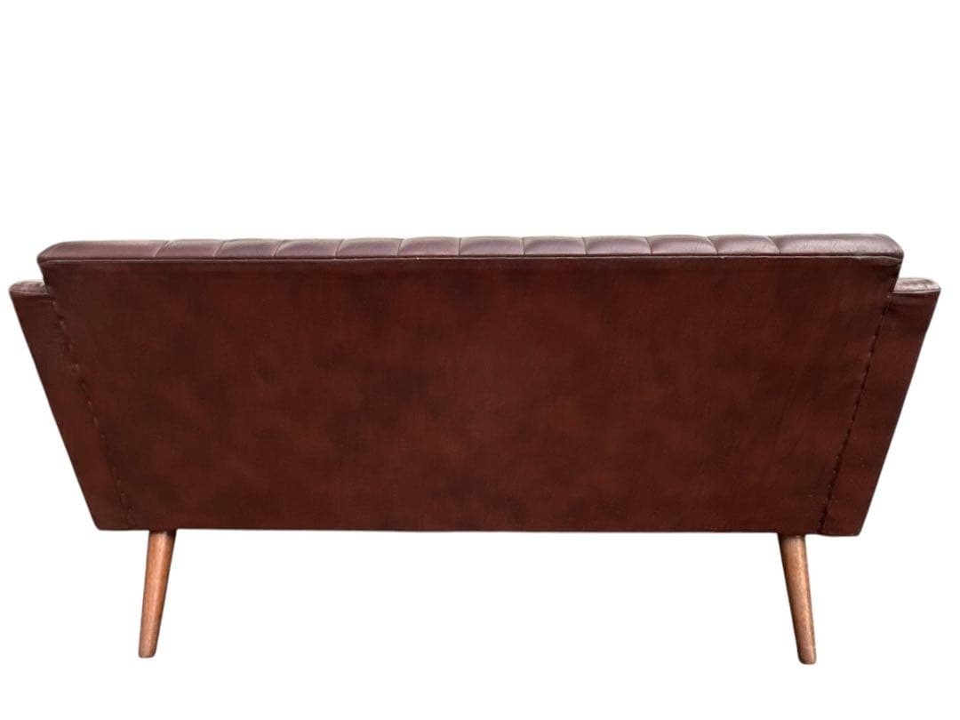 昭和レトロ　ワインレッド色　民芸風　2人掛けソファー