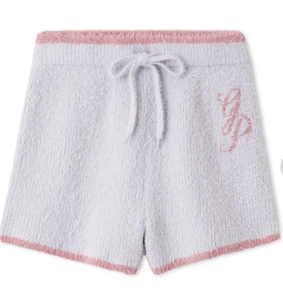 ジェラートピケ　ラメフェザープルオーバー&ショートパンツセット　ライトブルー