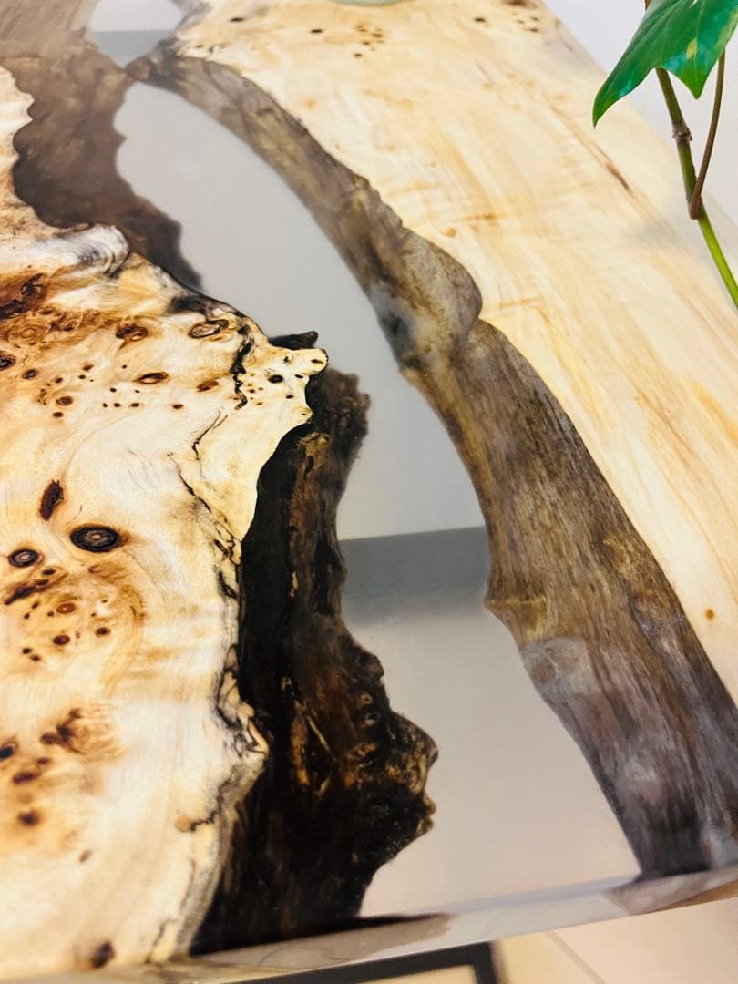 ポプラ　ソファテーブル　レジンテーブル　サイドテーブル　リバーテーブル