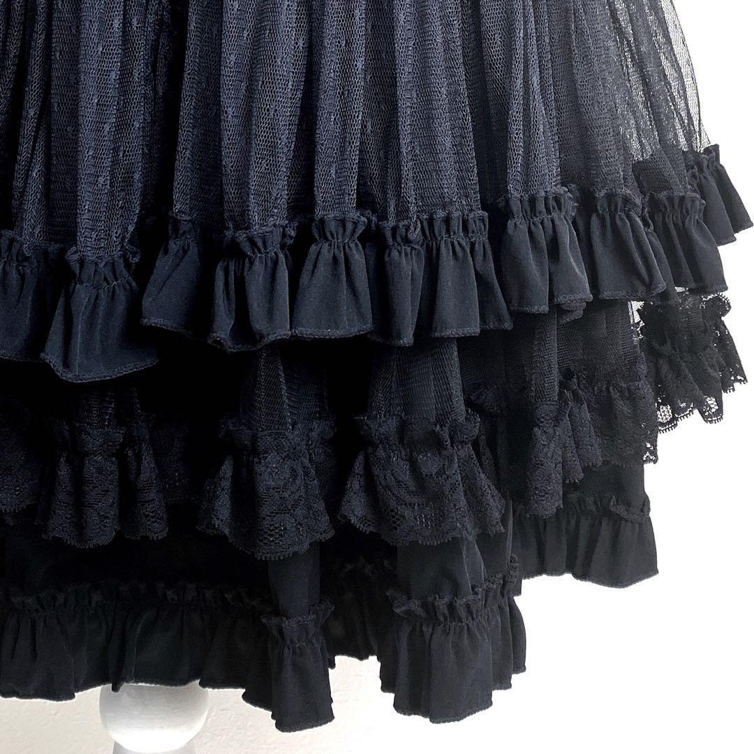 新品未使用OZZ ONESTEリバーシブルボリュームスカート　レース　フリル　黒