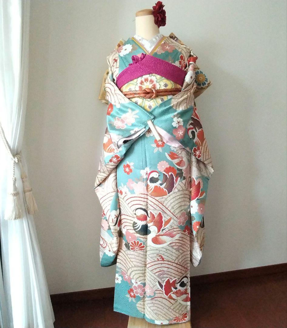 ナチ様　437.レトロ可愛い振袖8点セット　正絹　フルセット　成人式