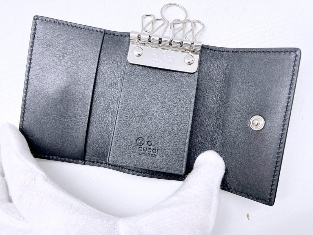 未使用保管　美品　GUCCI　グッチ　マイクロシマ　キーケース　黒　150402