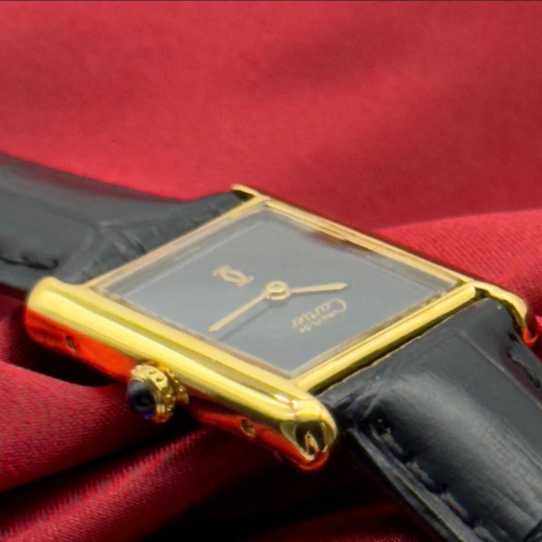 外装新品仕様 カルティエ マストタンクLM ブラック文字盤 手巻き A246