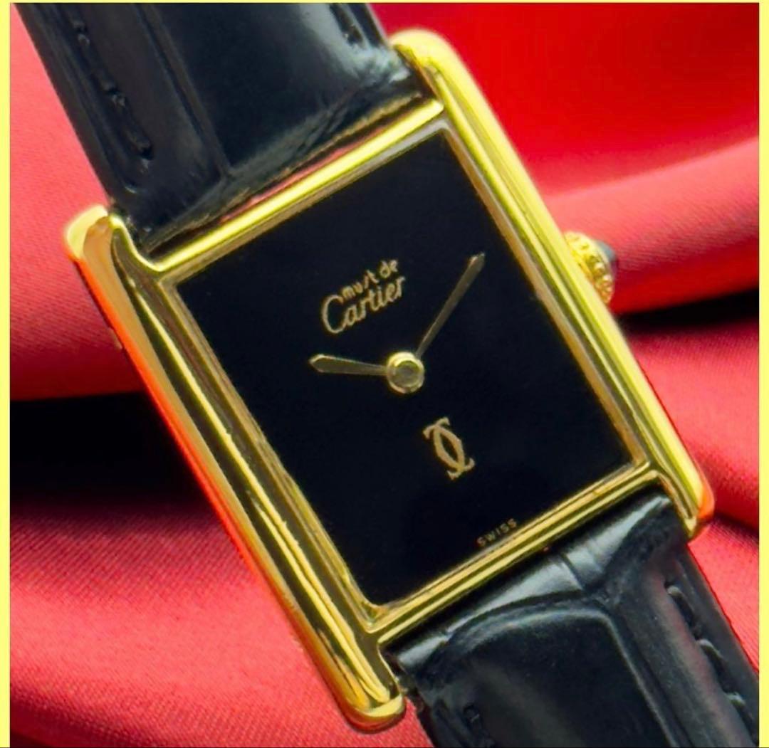 外装新品仕様 カルティエ マストタンクLM ブラック文字盤 手巻き A246