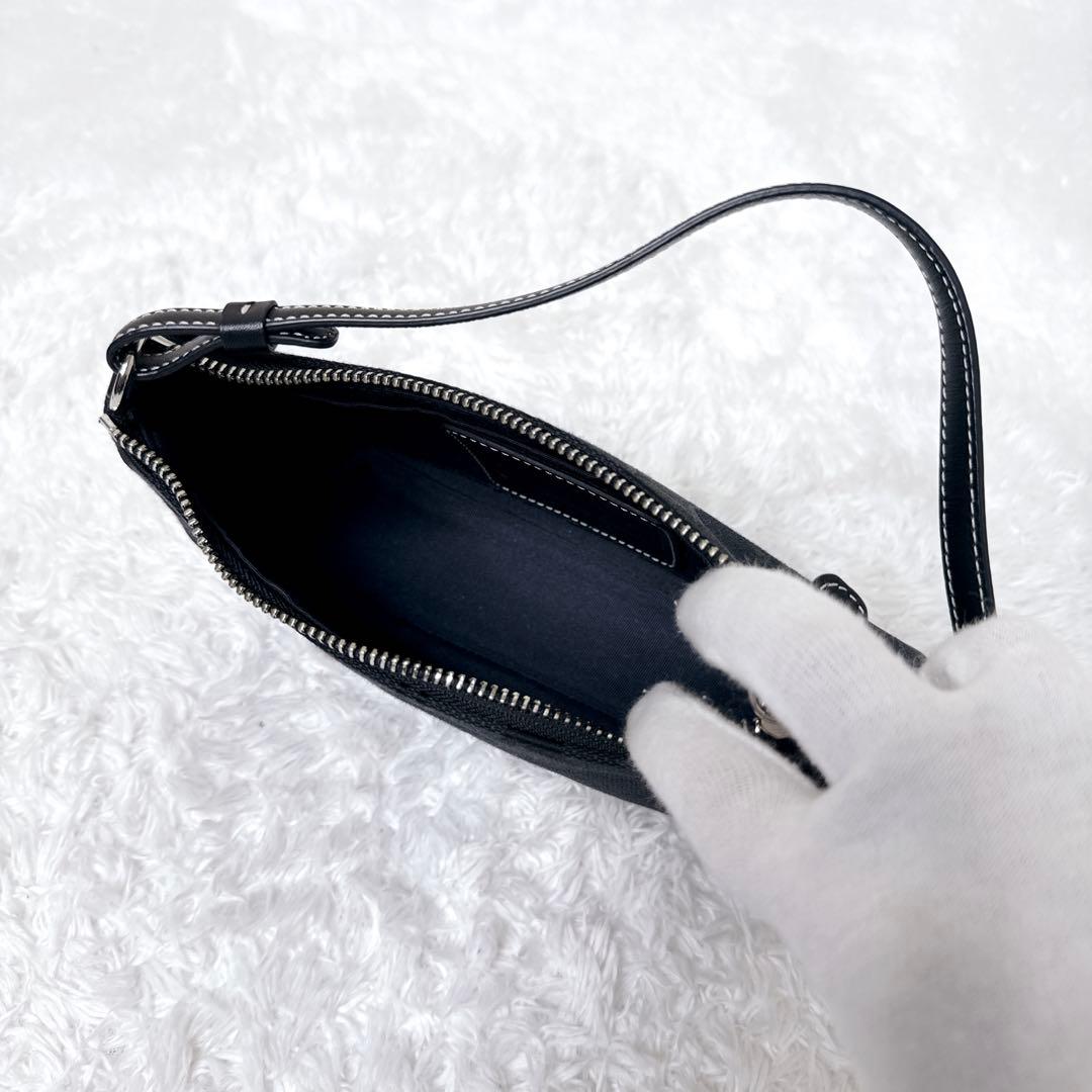 極美品✨コーチ アクセサリーポーチ キャンバス レザー ブラック シグネチャー