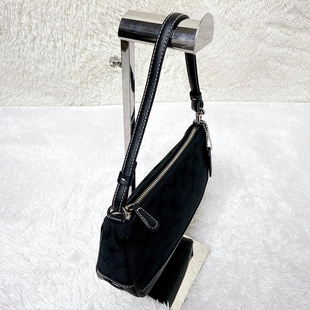 極美品✨コーチ アクセサリーポーチ キャンバス レザー ブラック シグネチャー