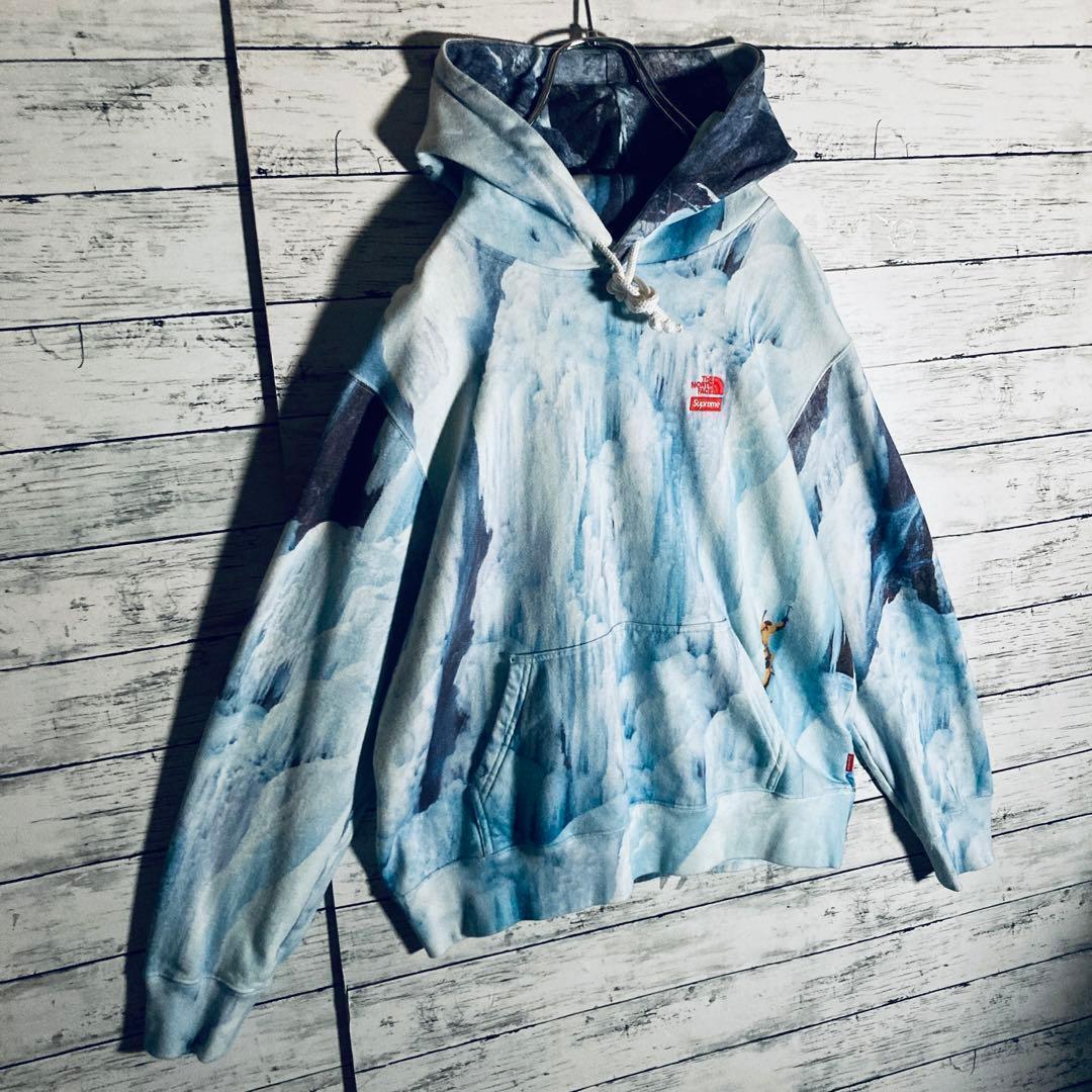 【限定コラボL相当】シュプリーム×ノースフェイス☆刺繍ロゴパーカー 正規品鑑定済