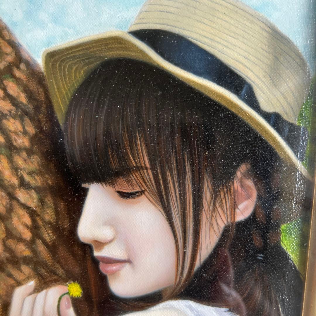 絵画　油彩画　女性　塩見恭央　「Good bye summer2 ミズキ」